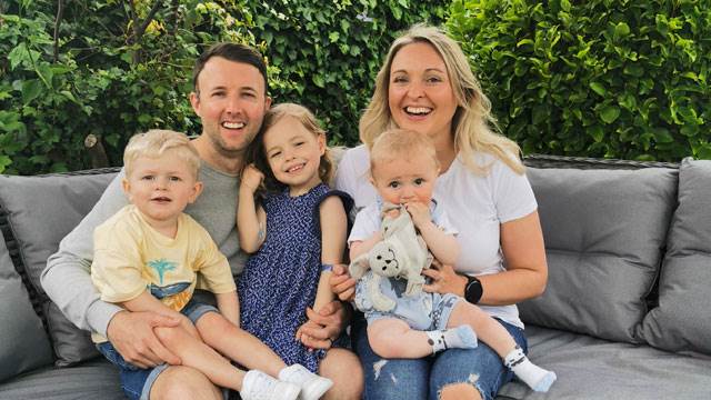 Taken on Friday 17th June, ahead of Father's Day the Whitston Family, kidney donor father David and his wife Michelle, Riley (2), kidney transplant recipient Ally and baby Rian (10 months)