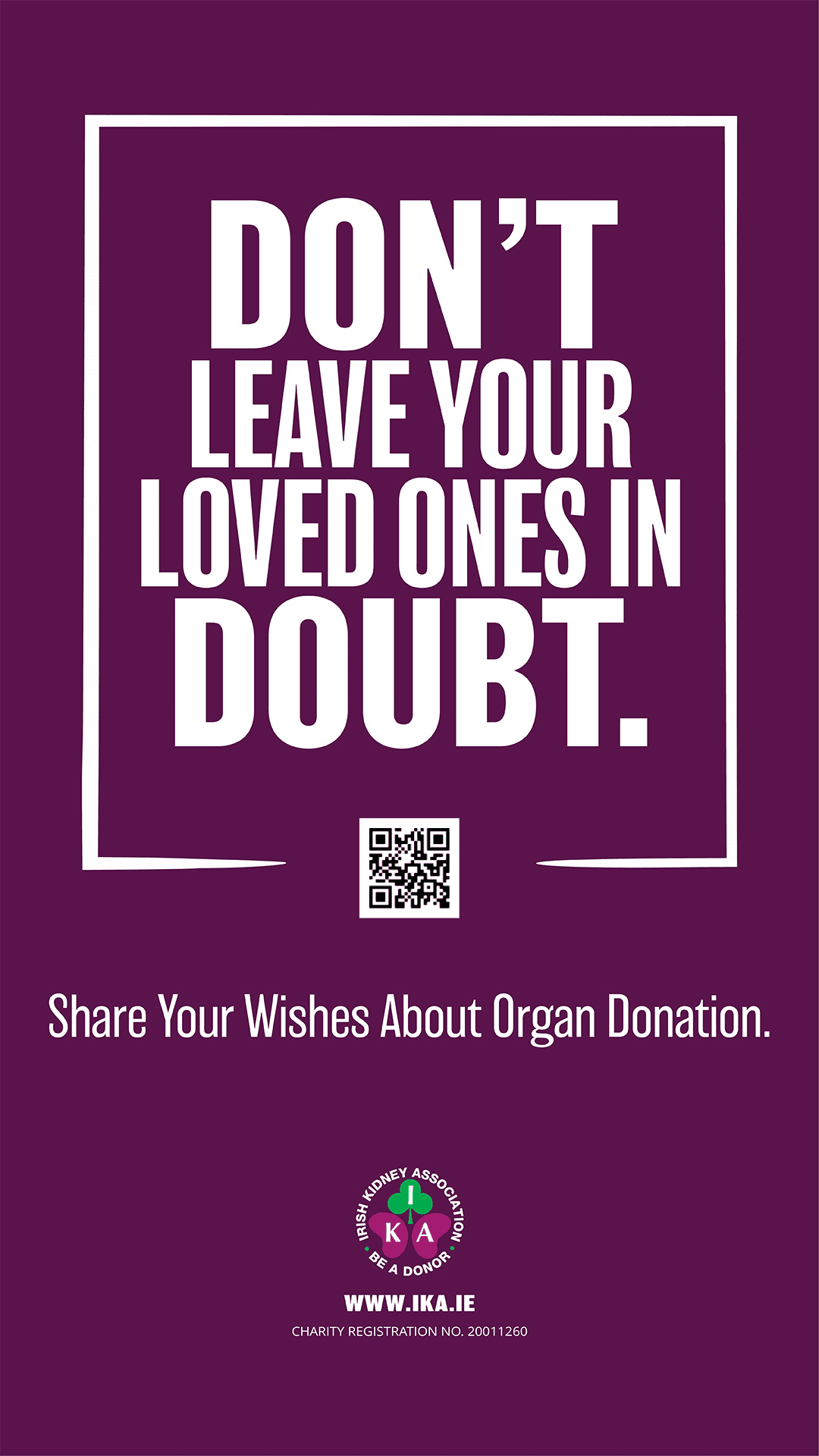 ODAW Leave No Doubt A4 Poster (English) | Organ Donor Awareness Week | Irish Kidney Association
