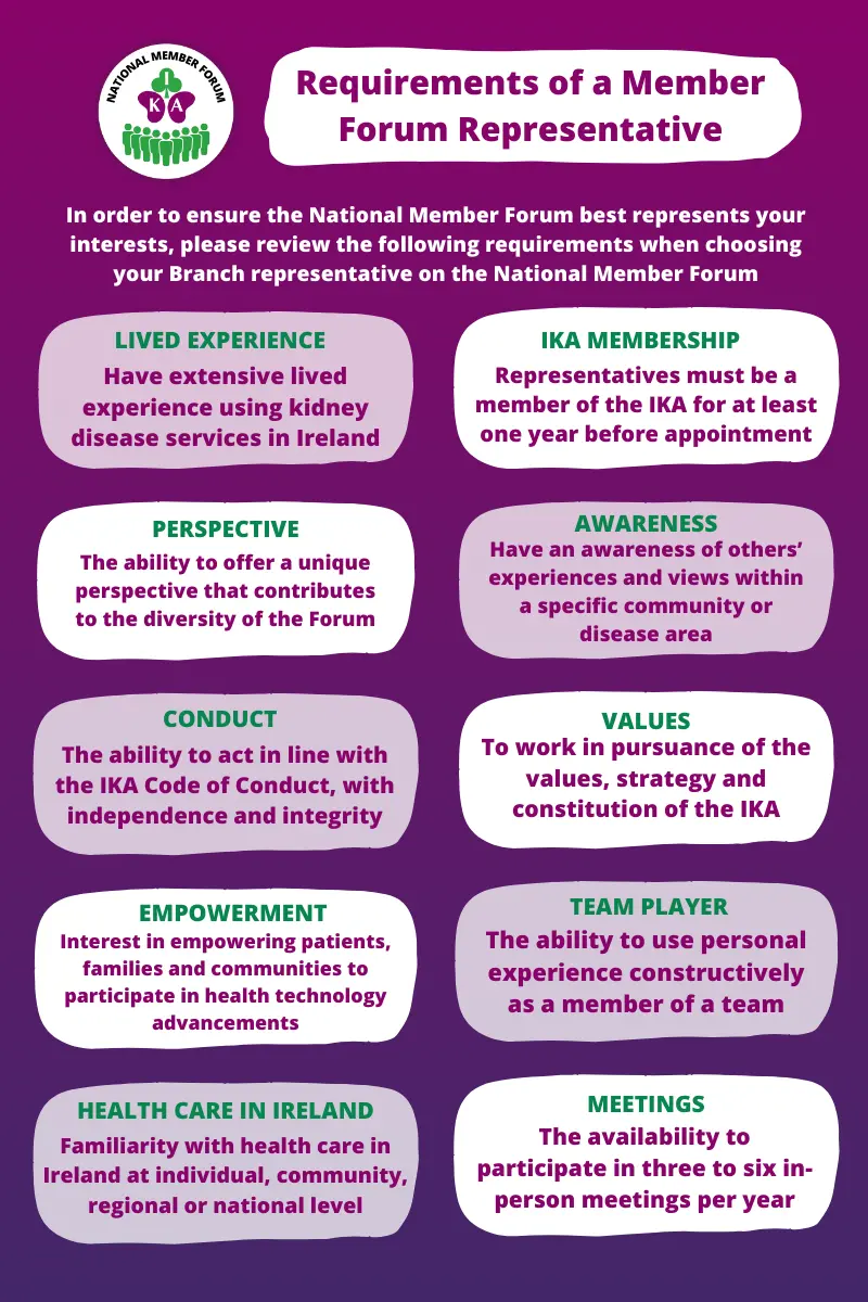 National Member Forum Member Requirements | Irish Kidney Association